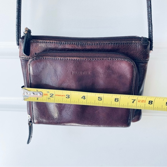 DOLCE VITA BROWN LEATHER CROSSBODY LEATHER WOMEN CARD HOLDER BAG - Picture 8 of 16